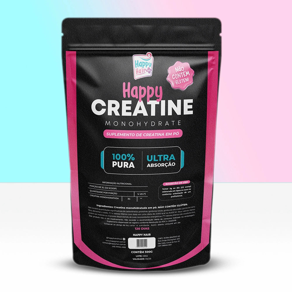 Creatina Monohidratada 100% Pura 500g Happy Creatine