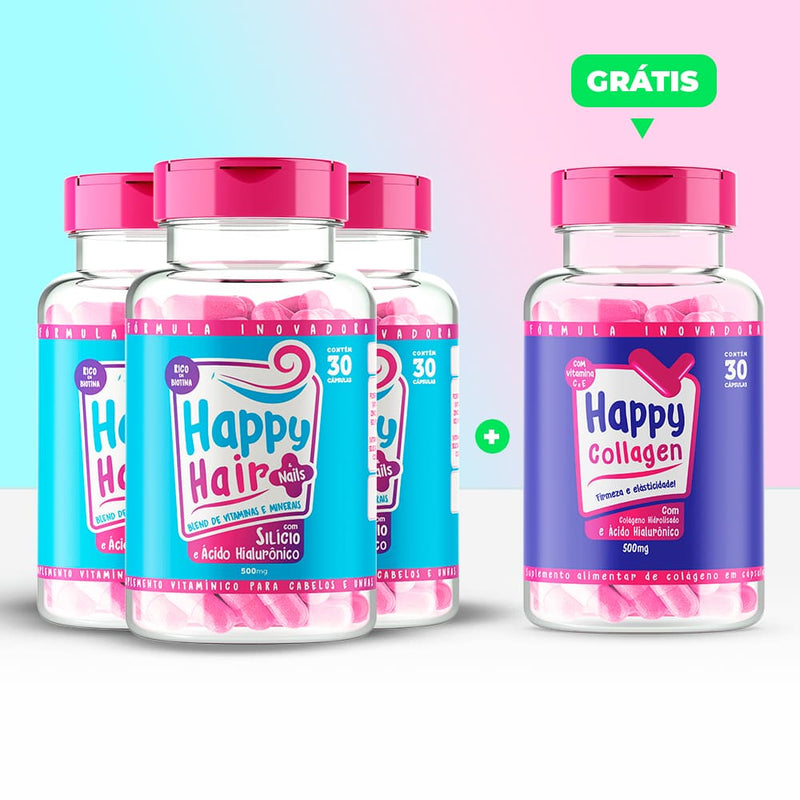o kit — 3x happy hair + 1x colágeno ♥