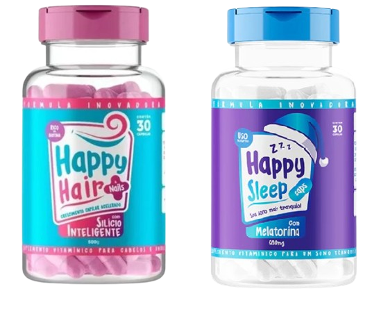 Happy Hair 1 Pote + Happy Sleep (Melatonina) 1 Pote