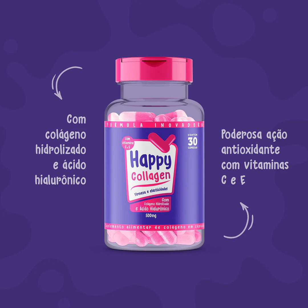 Happy Hair 2 Potes + 1 Calm Grátis + 1 Colágeno Grátis